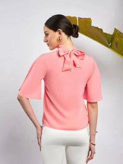 Women Peach Pearl Studded Top