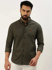 Men Grey Checked Casual Shirt-LEHARICHECKS-5337-Grey
