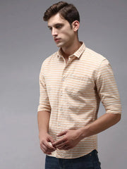 Men Orange Striped Casual Shirt-RETROSTRIPE-996-Orange
