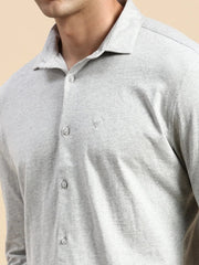 Men Grey Solid Casual Shirt-KRISTENKNITS-4582-Greymelange