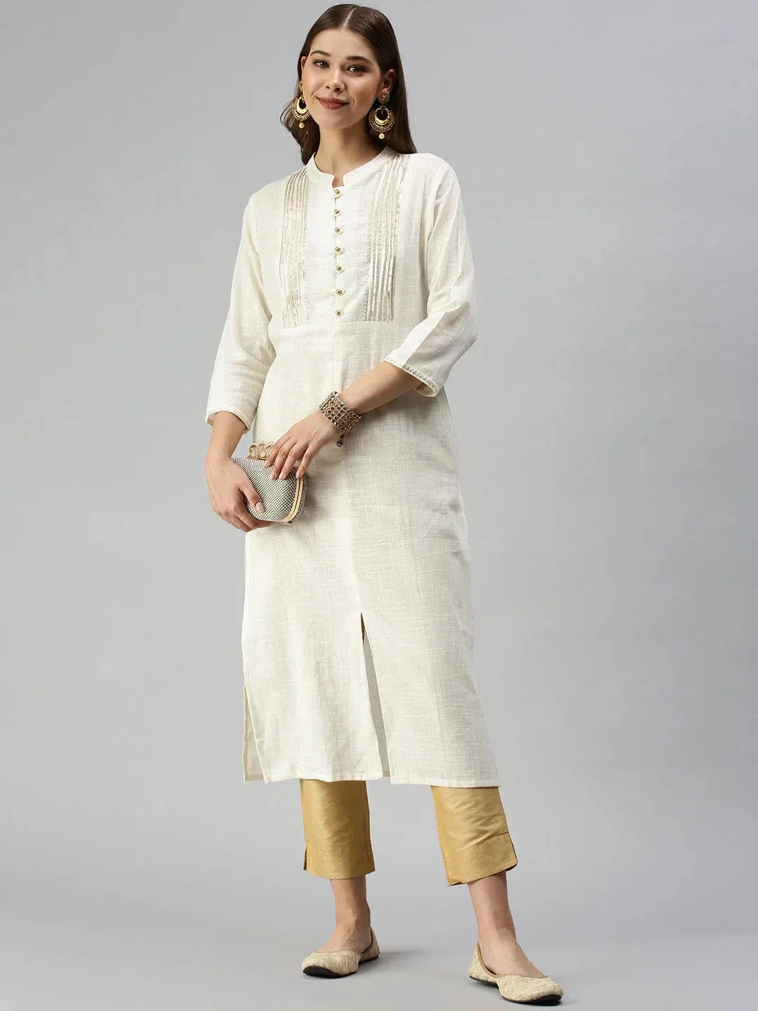 White Solid Kurta: Elegant Viscose Indian Kurtas for Women