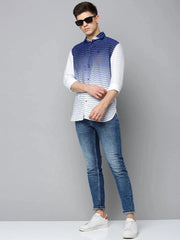 Men White Printed Casual Shirt-QUINN-3612-White