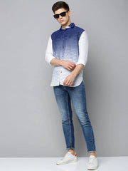 Men White Printed Casual Shirt-QUINN-3612-White