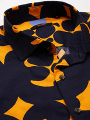 Men Navy Colourblock Casual Shirt-GRADEPRINT-4146-2-Navyblue