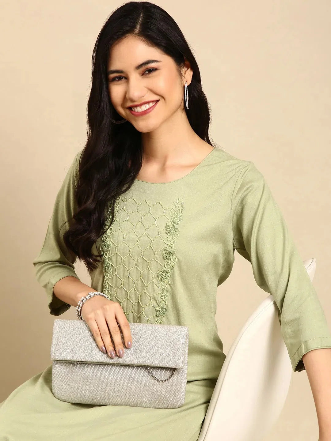 Women's Green Solid Kurta SetKC-3307-Green