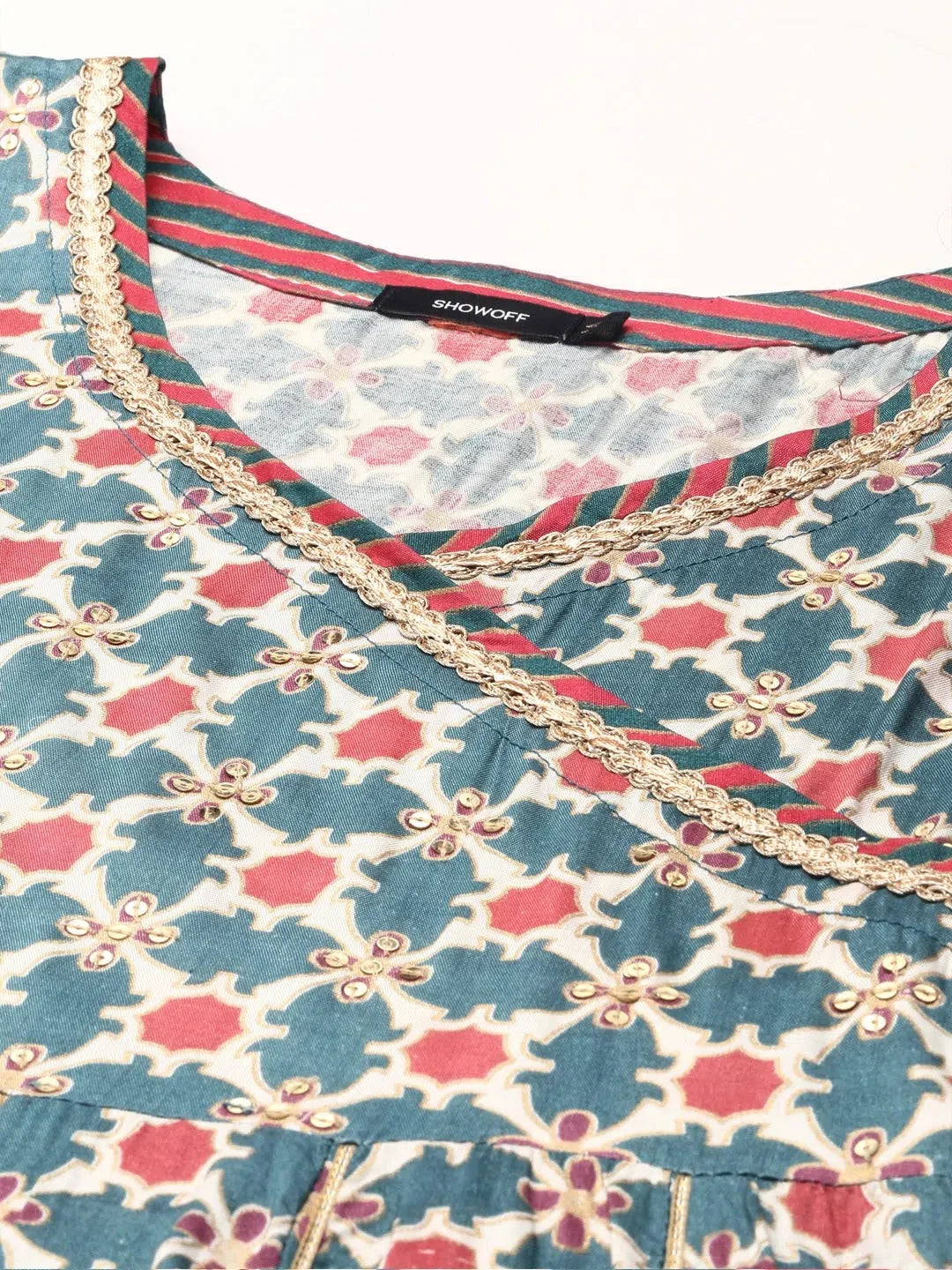 Teal Printed Anarkali Kurta - Stylish Women's Anarkali Dress