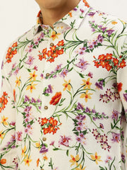 Men White Printed Casual Shirt-REPLAYPRINTSLINEN-3450-White
