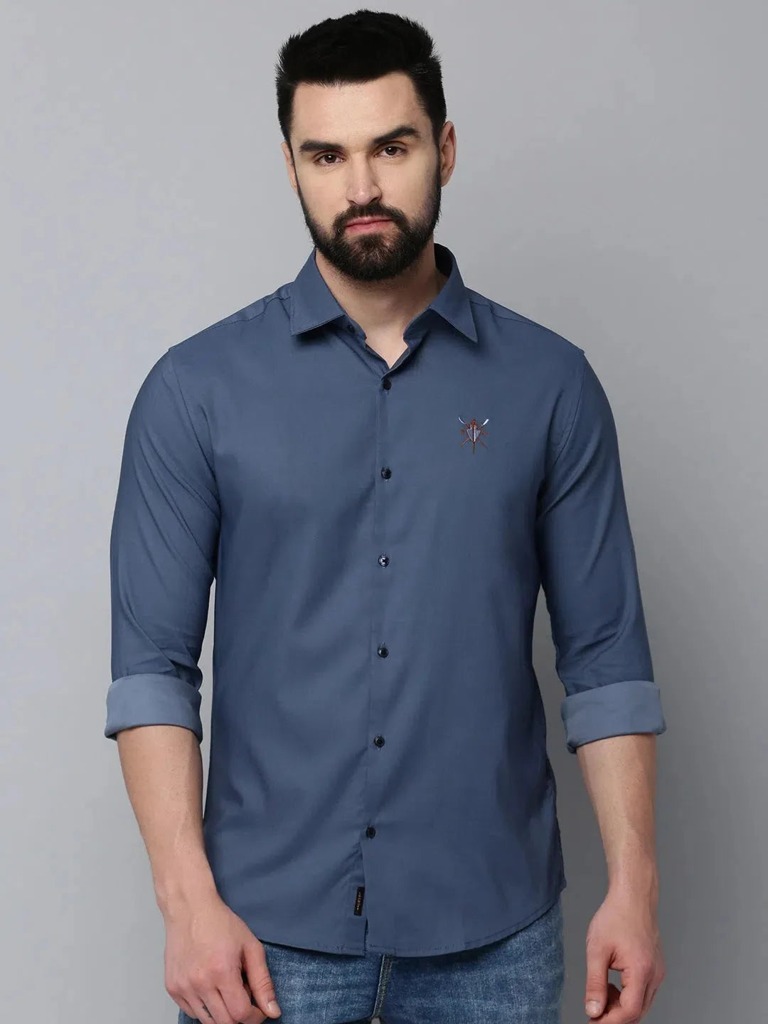 Teal Cotton Mens Shirt | Solid Casual Shirts by DesiQlo