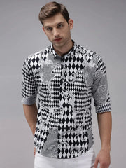 Men Black Printed Casual Shirt-SPARCKPRINT-1531-Black