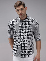 Men Black Printed Casual Shirt-SPARCKPRINT-1531-Black