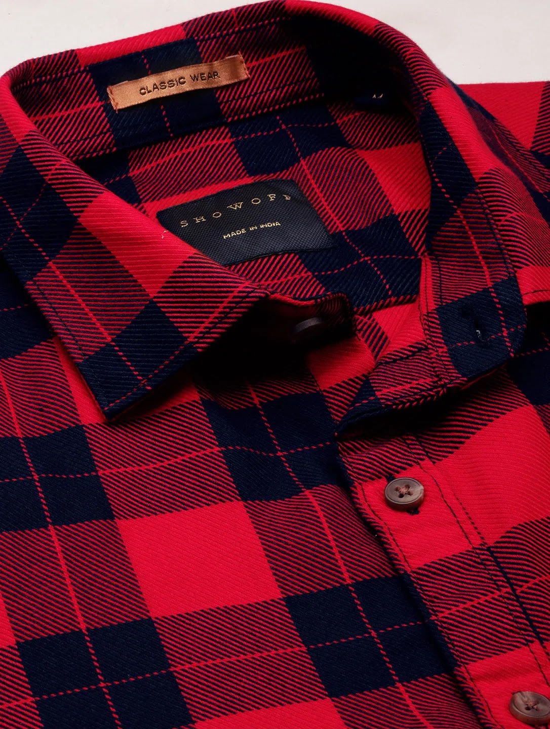 Men's Red Checkered Cotton Shirt - Casual Printed Shirt