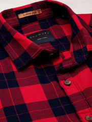 Men Red Checked Casual Shirt-WILLACHECKS-101-Red