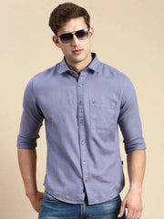 Men Blue Solid Casual Shirt-ALONZOPLAIN-5251-Blue