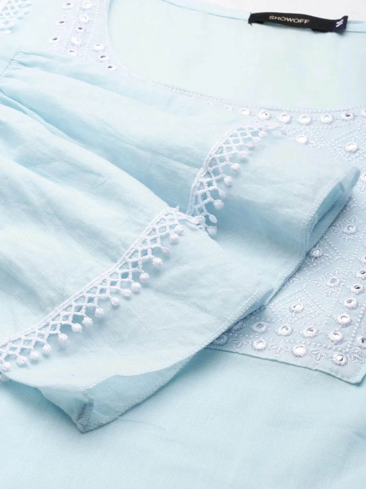 Women's Blue Solid Cotton Kurta Set | Indian Kurta Sets