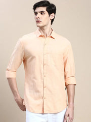 Men Orange Solid Casual Shirt-SWALLOW-1765-Orange
