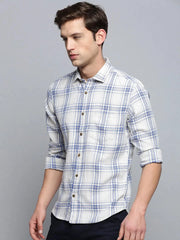 Men Beige Checked Casual Shirt-MARFACHECKS-4433-Beige
