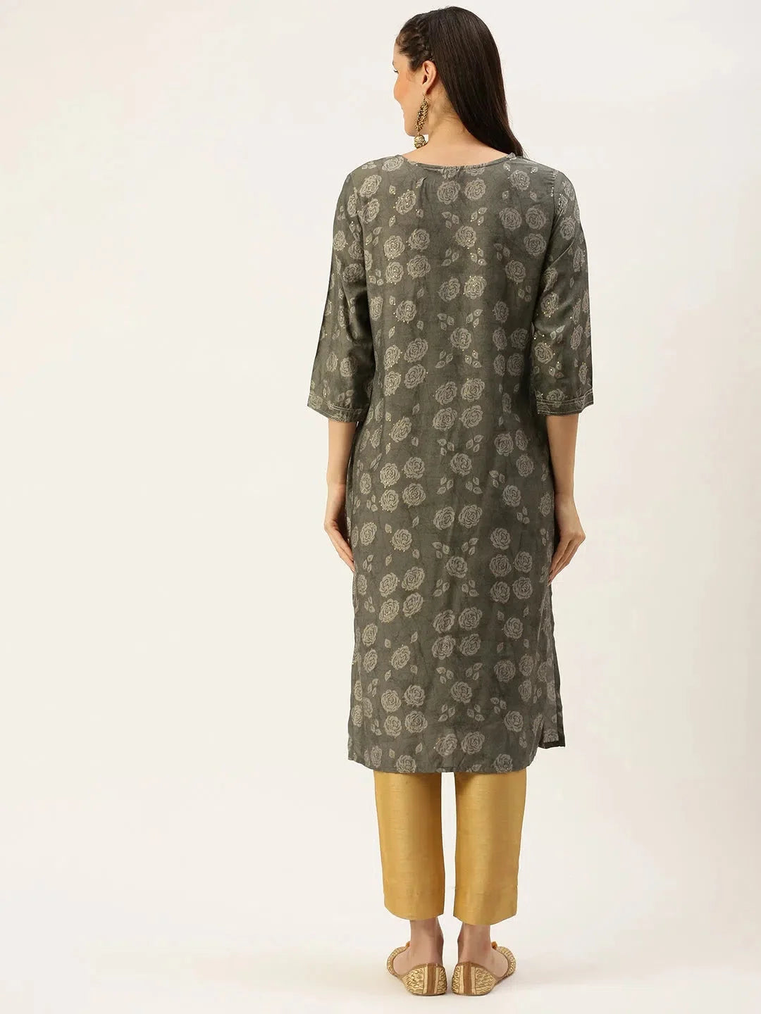 Grey Embellished Kurta - Stylish Indian Kurtas for Women