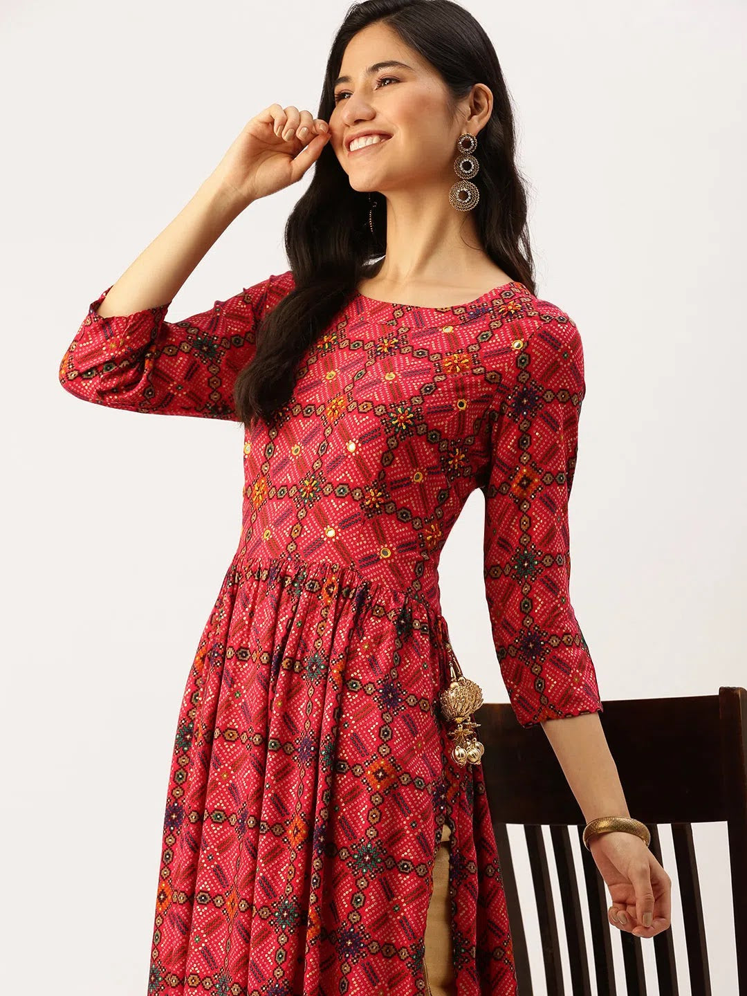 Women's Pink Printed Kurta | Cotton Indian Kurta Ladies