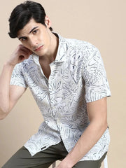 Men Cream Floral Casual Shirt-GEORGE-1640-Cream