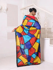 Multicolor Abstract Hand Painted Pure Silk Handwoven Soft Saree-MA64SL3000064