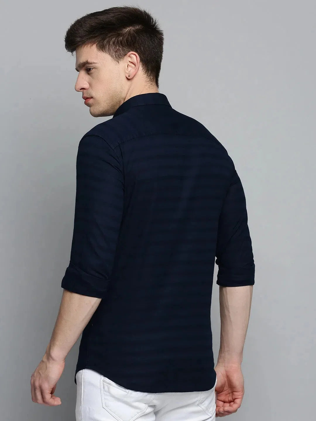 Trendy Navy Cotton Mens Shirt - Solid Casual Shirt | DesiQlo