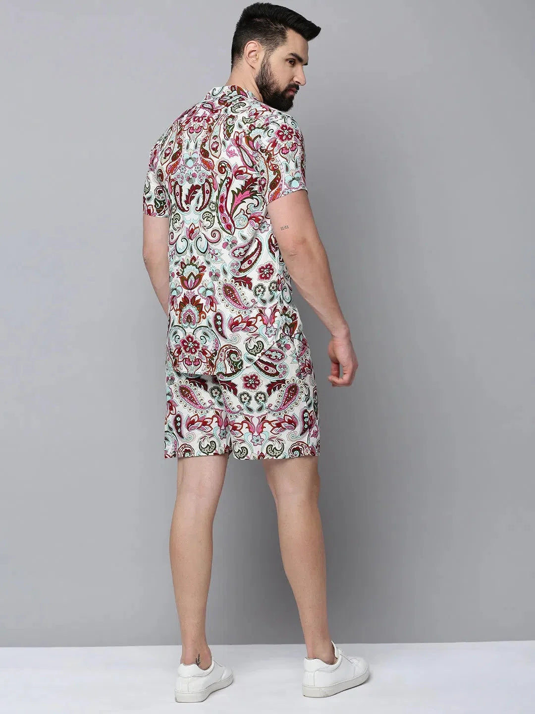 White Printed Casual Co Ord Set Men - Showoff Style