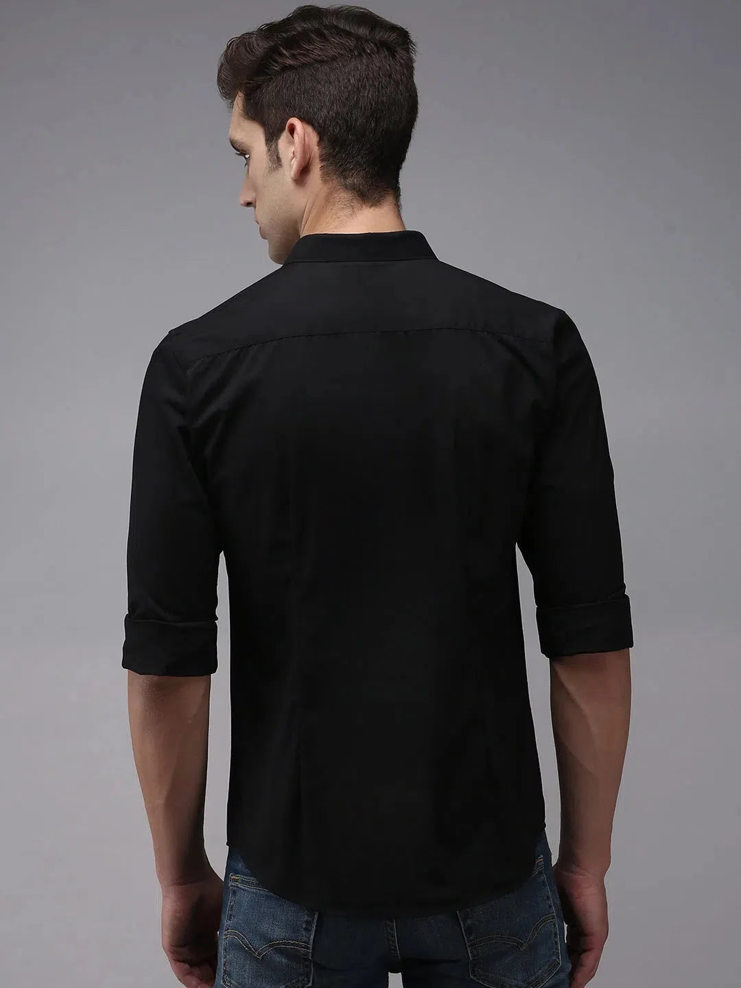 Men's Black Solid Cotton Shirt | DesiQlo Casual Wear