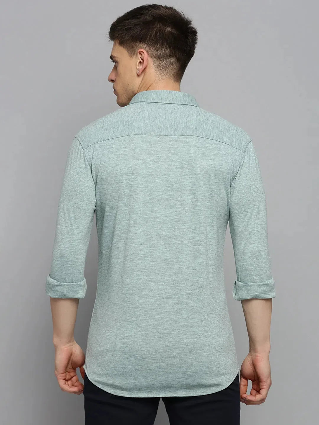 Men's Green Solid Cotton Casual Shirt | Comfort Fit