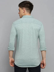 Men Green Solid Casual Shirt-FORDKNITS-4475-Seagreen