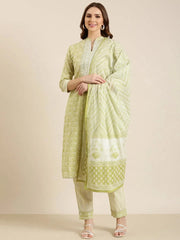 Women Lime Green Floral Straight Kurta Set-BCK-1536-Limegreen