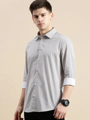 Men White Geometrical Casual Shirt-DAITON-3472-Offwhite