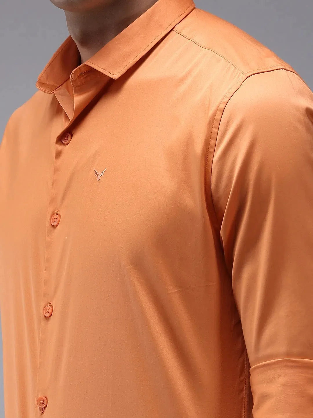 Mens Orange Solid Cotton Shirt - DesiQlo Casual Shirt