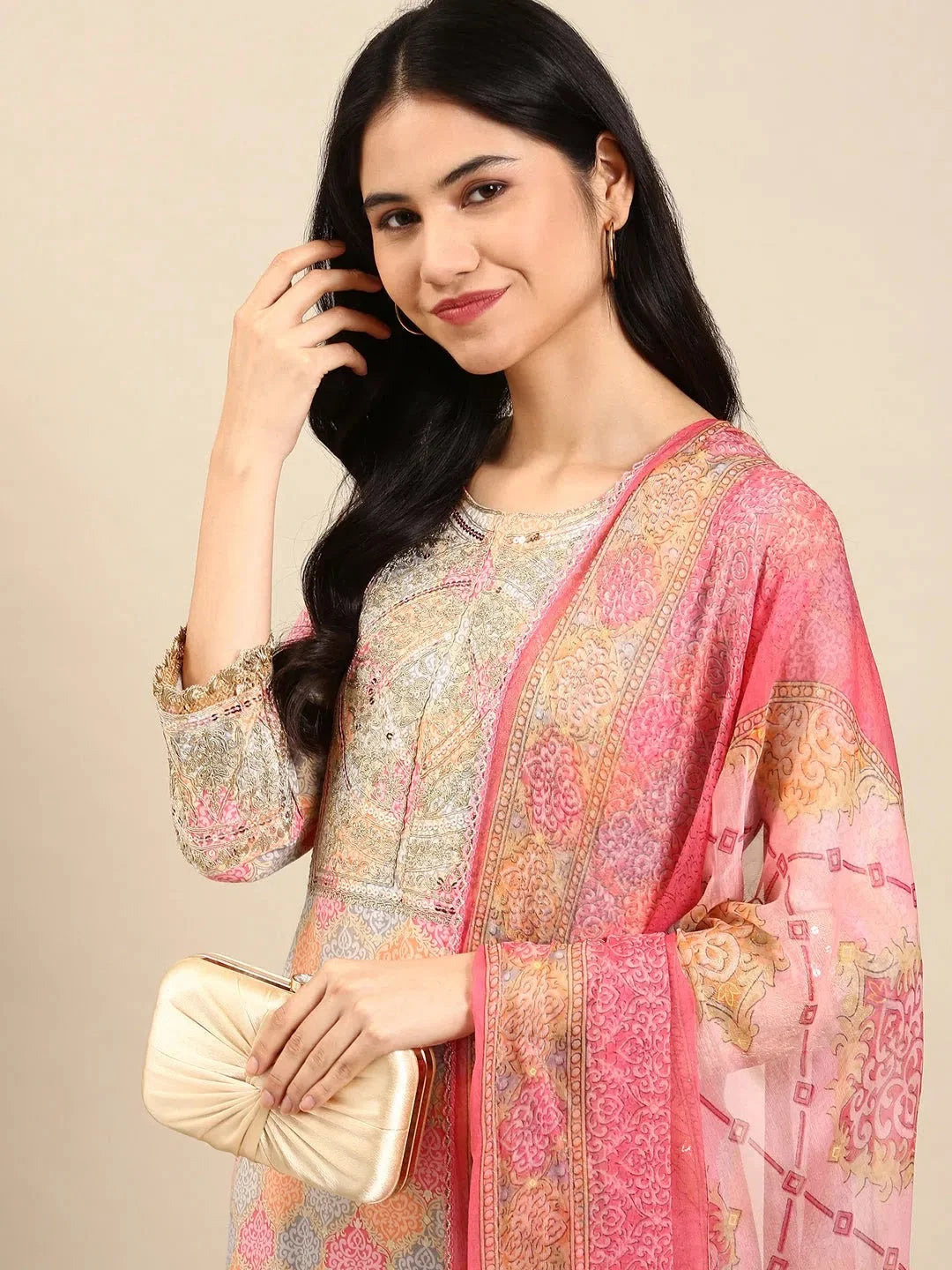 Pink Colourblock Cotton Kurta Set | Designer Kurta Sets