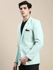Men Green Solid Casual Blazers-AR-37-Green