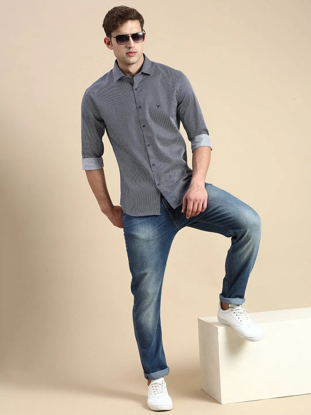 Navy Blue Solid Mens Shirt | Casual Cotton Shirt