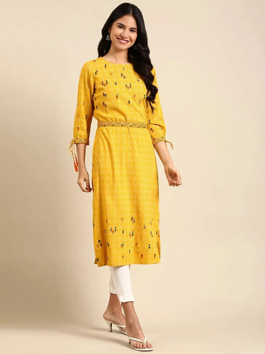 Yellow Printed Kurta for Women - Stylish Indian Kurtis