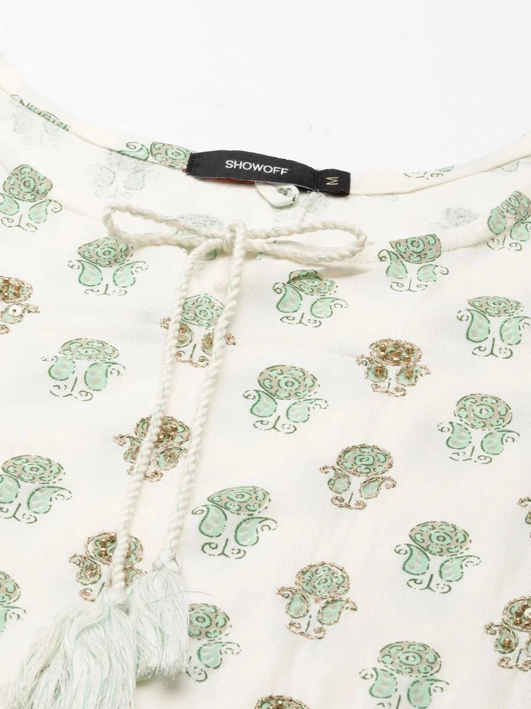 Cream Paisley Cotton Kurta - Elegant Indian Kurta for Ladies