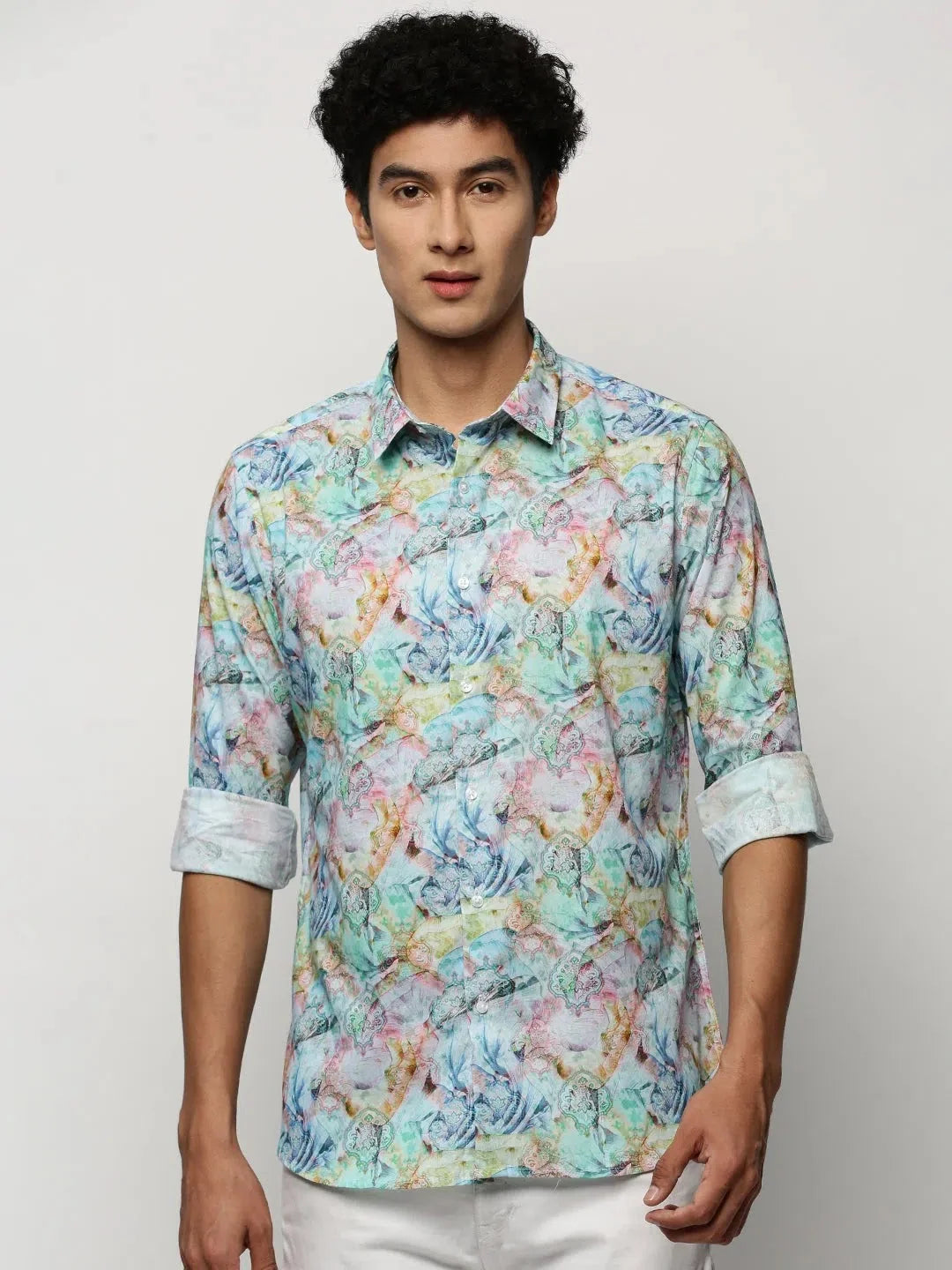 Men's Multi Printed Cotton Shirt | Ethnic Motifs | DesiQlo