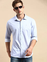 Men Blue Striped Casual Shirt-LUCASKNITS-4602-Blue