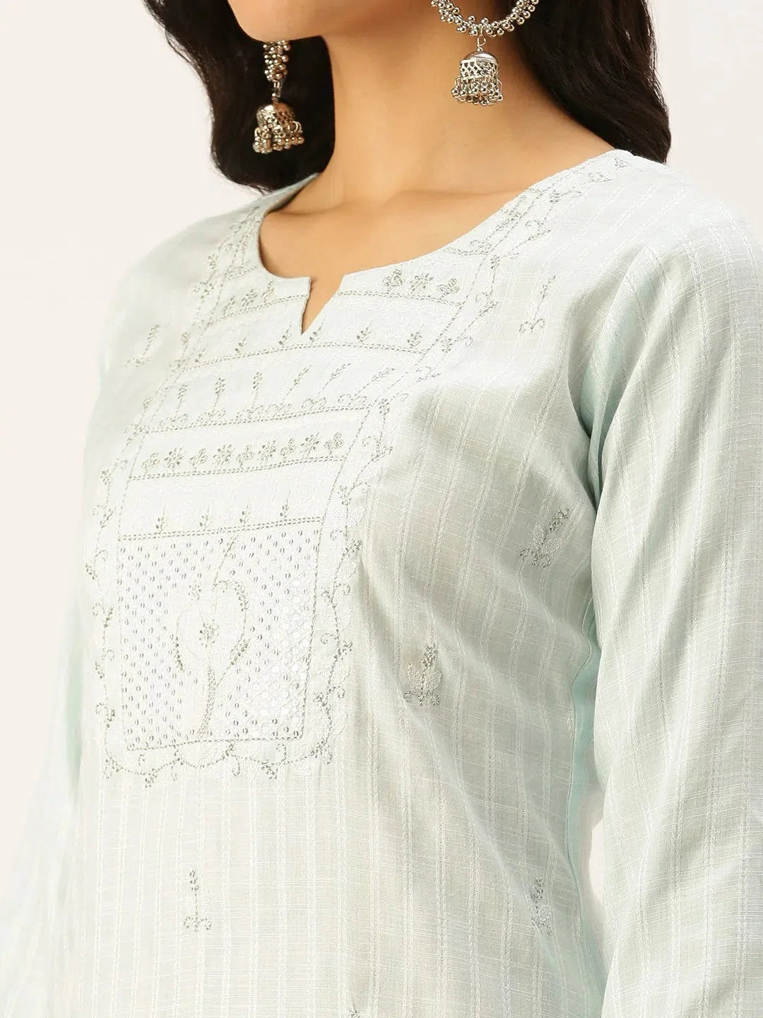 Blue Striped Cotton Indian Kurta for Women | DesiQlo