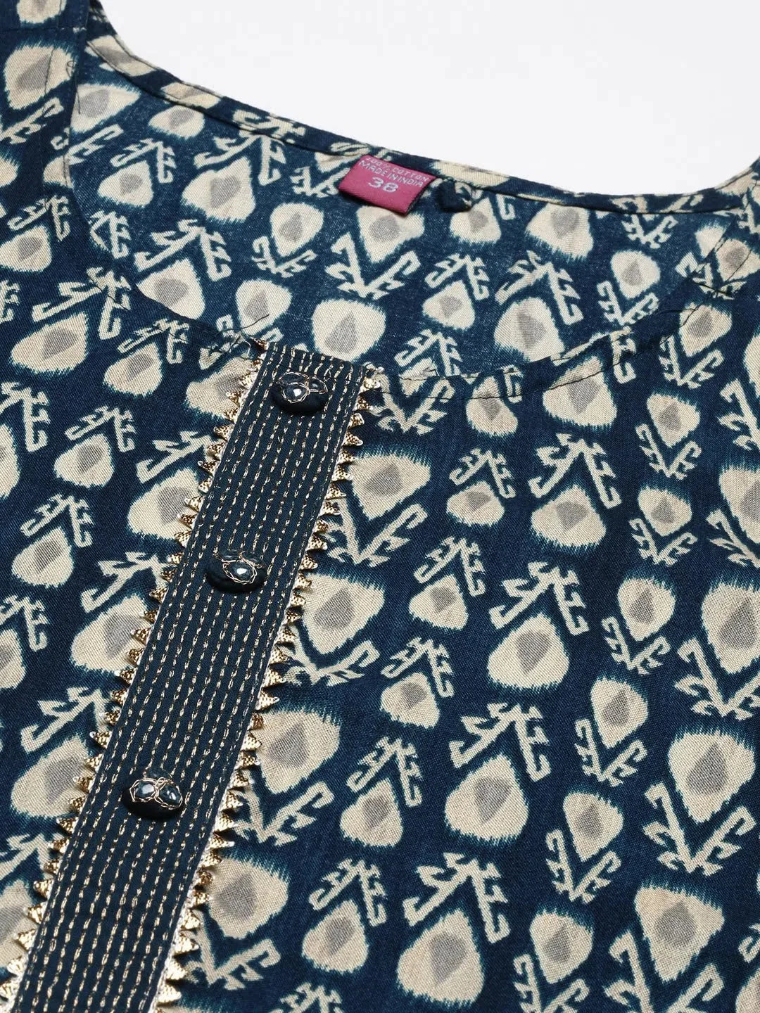 Blue Printed Indian Kurta - Stylish Kurtas for Women by DesiQlo