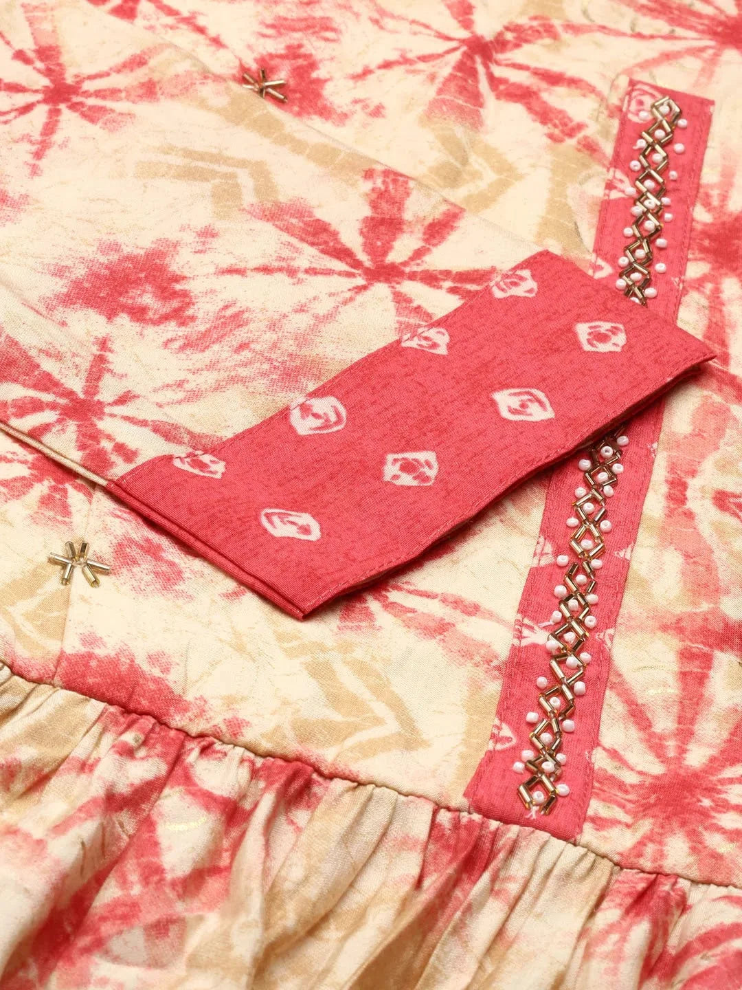 Cream Tie Dye Kurta Set | Women's Designer Kurta Sets Online