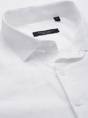 Men White Solid Casual Shirt-MUNIFICENCEPLAIN-3394-White