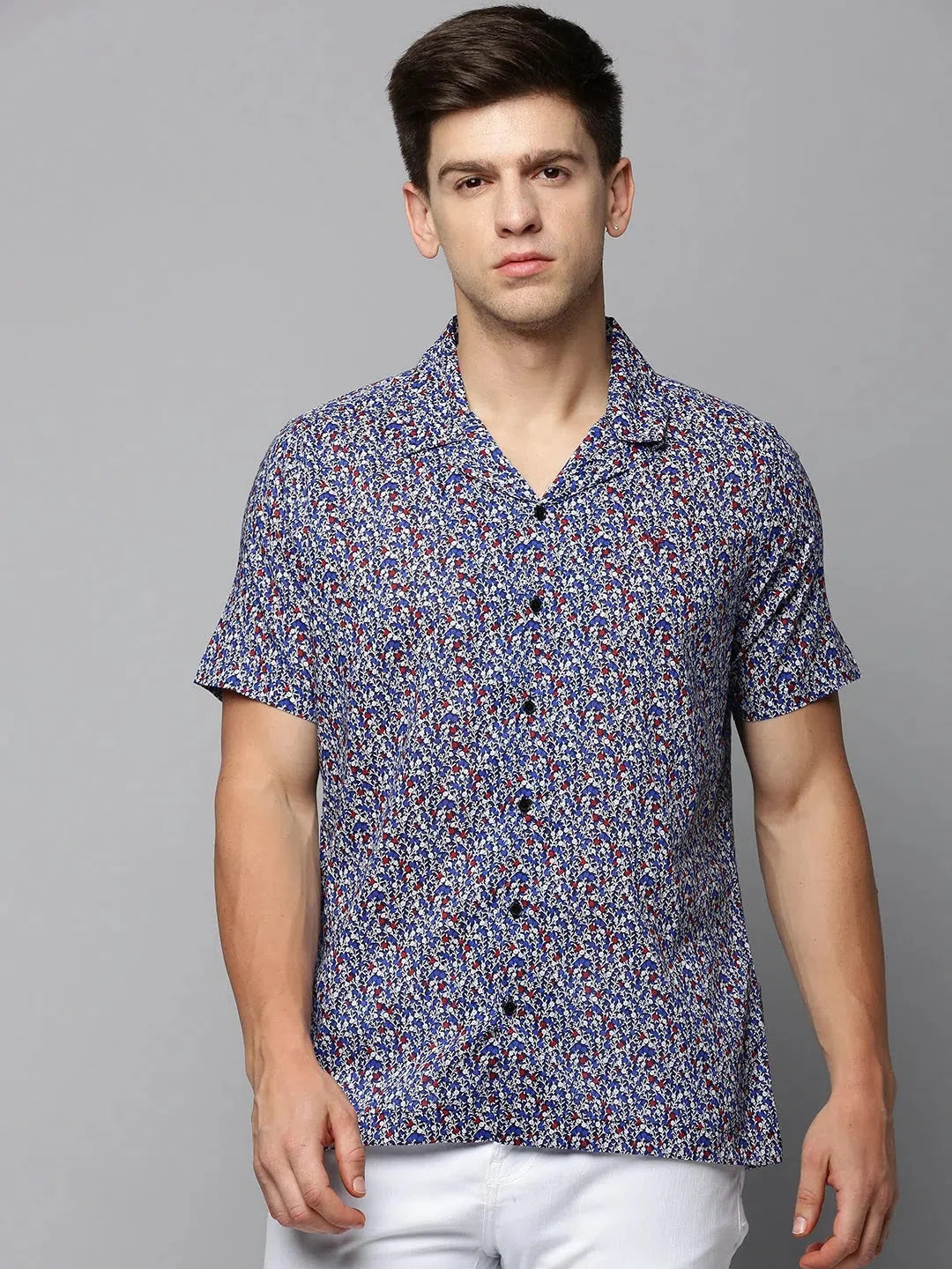 Men's Blue Printed Viscose Shirt | Stylish Beach Shirts