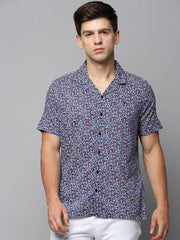 Men Blue Printed Casual Shirt-RESORTPRINT-5288-Blue
