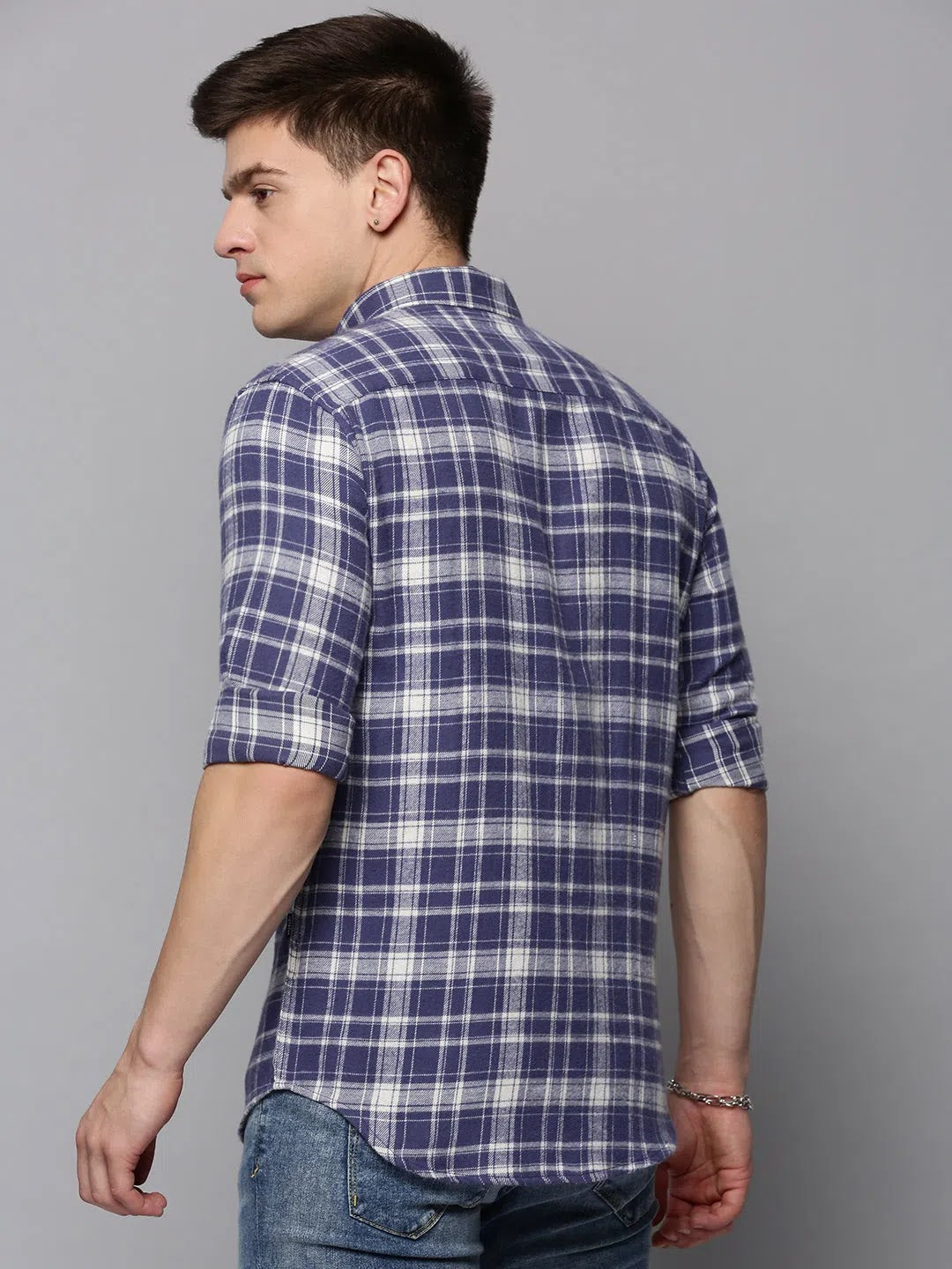 Men's Blue Checked Cotton Shirt | Stylish Casual Wear