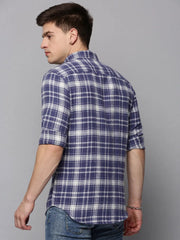 Men Blue Checked Casual Shirt-COLLINSCHECKS-4041-Blue