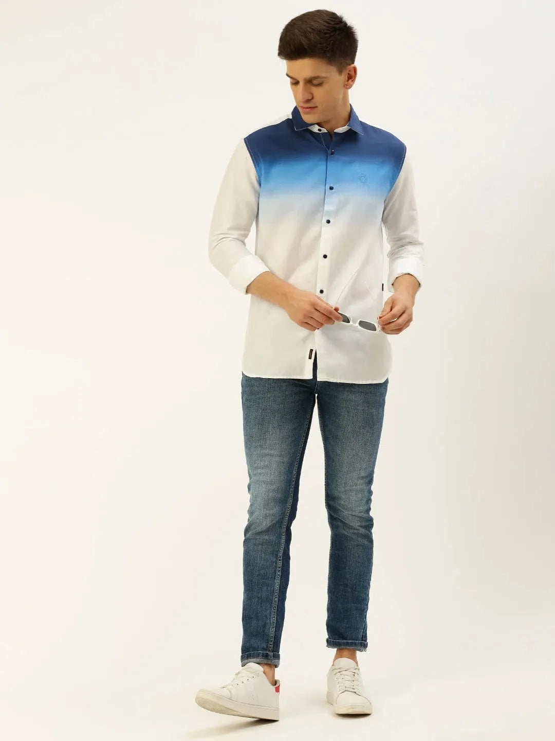 Men's White Printed Cotton Shirt | Casual Printed Shirts