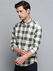 Men Beige Checked Casual Shirt-MARFACHECKS-4435-Beige