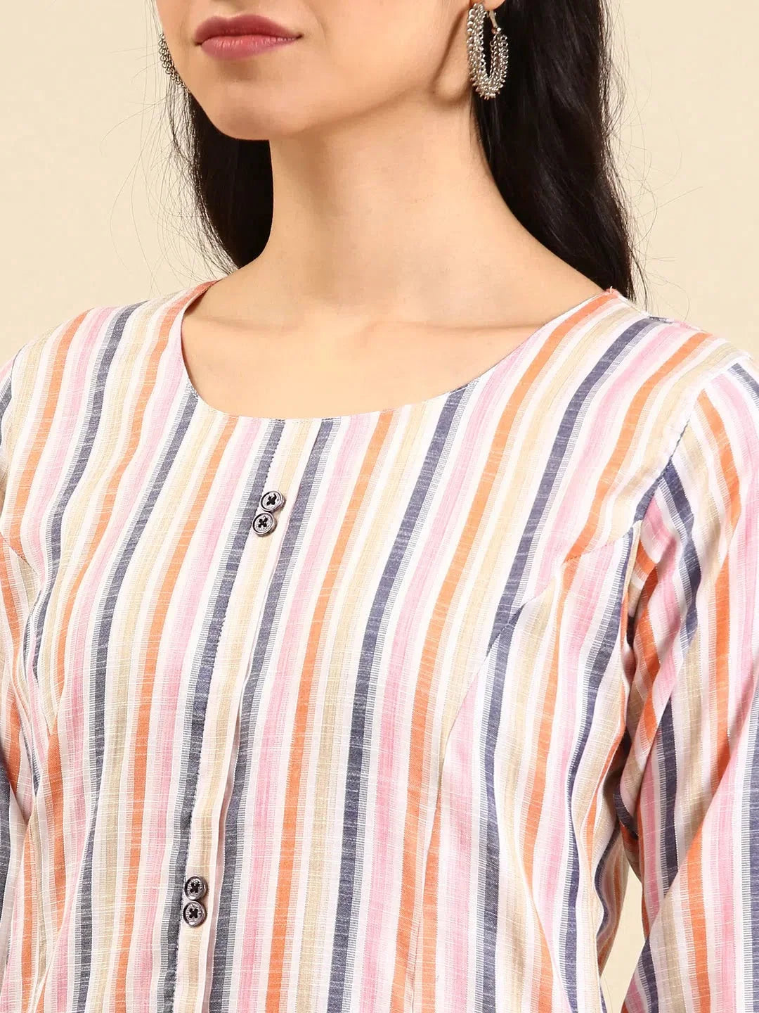 Striped Cotton Indian Kurta for Women | Stylish DesiQlo Kurti